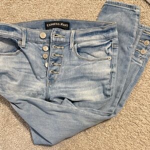 Express Denim Button-Fly Jeans Ankle